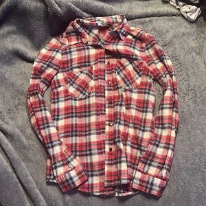 xs charlotte russe red,white, and blue flannel.